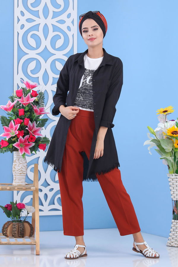 Beli Lastikli Pantolon Kiremit - 02 7407 Kiremit - 7407