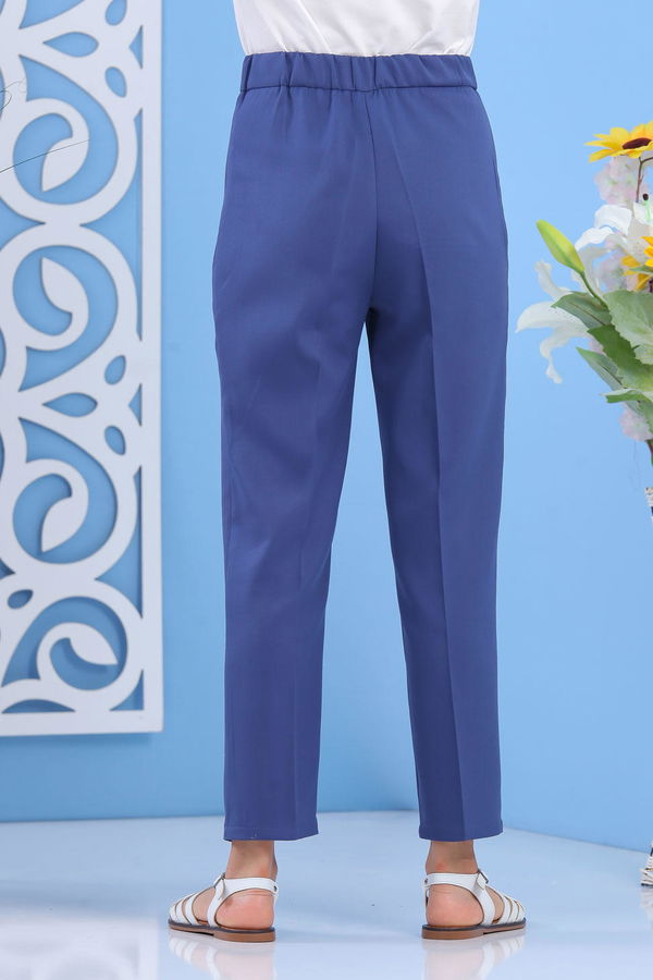 Beli Lastikli Pantolon Saks - 02 7407 Mavi - 7407