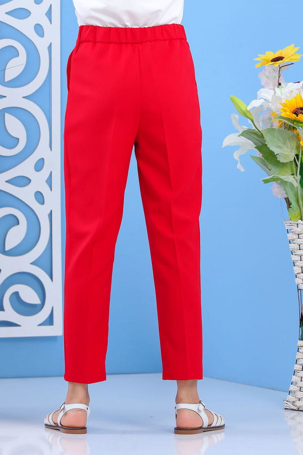 Beli Lastikli Pantolon Kırmızı - 02 7407 Kırmızı - 7407