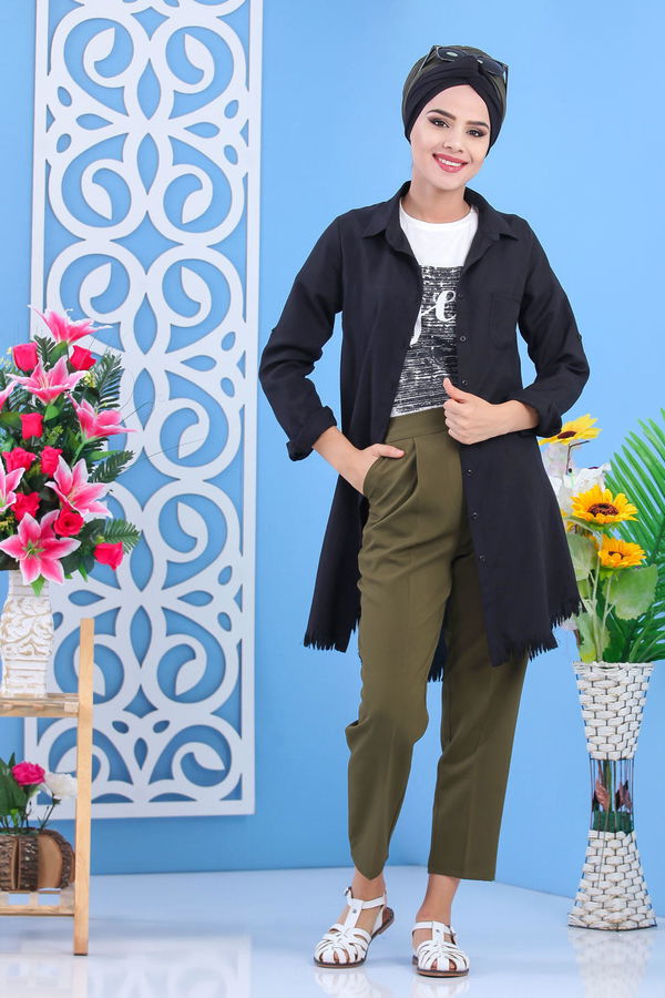 Beli Lastikli Pantolon Haki - 02 7407 Haki - 7407
