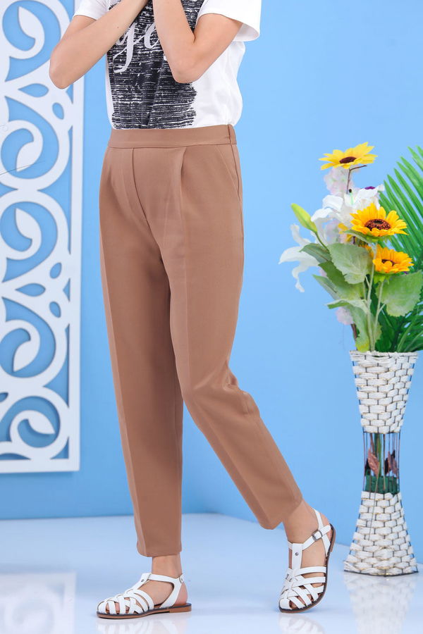 Beli Lastikli Pantolon Vizon - 02 7407 Vizon - 7407 VİZON