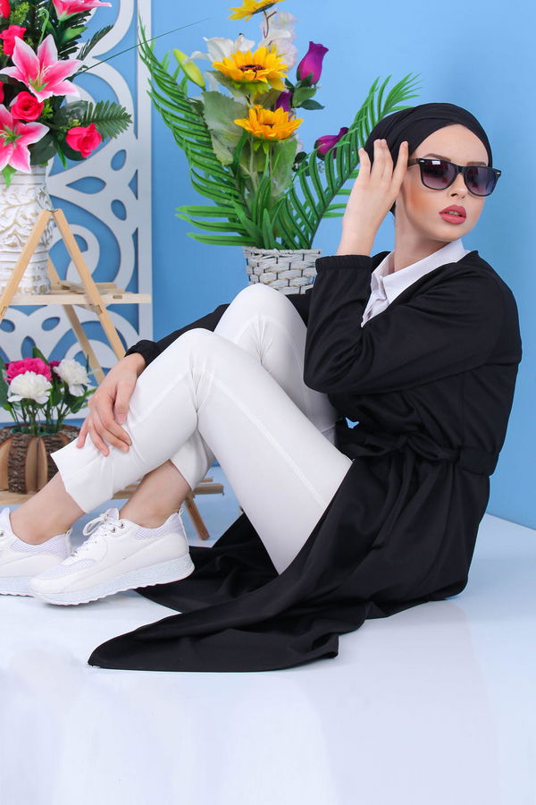 Kuşaklı Hırka Siyah Siyah - 6950