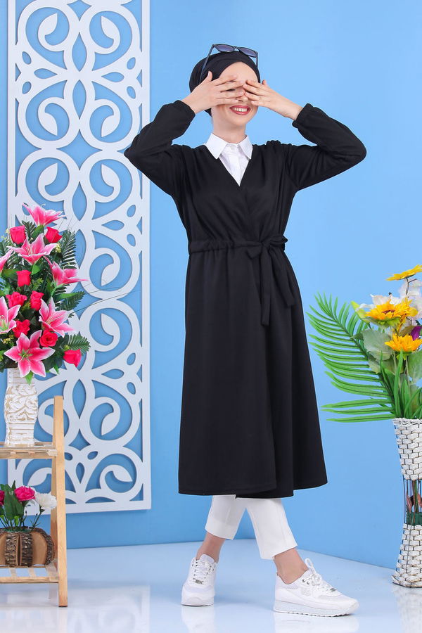 Kuşaklı Hırka Siyah Siyah - 6950