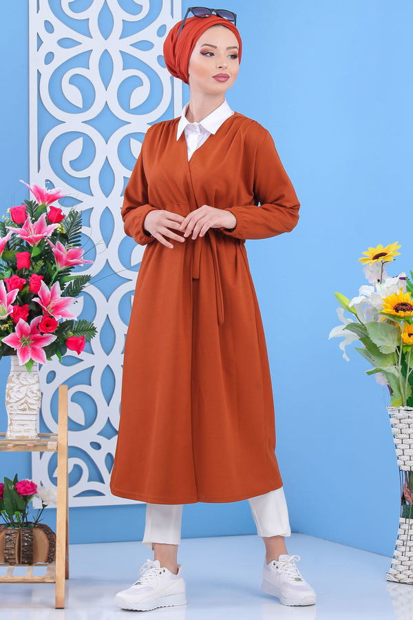 Kuşaklı Hırka Siyah Taba - 6950 TABA