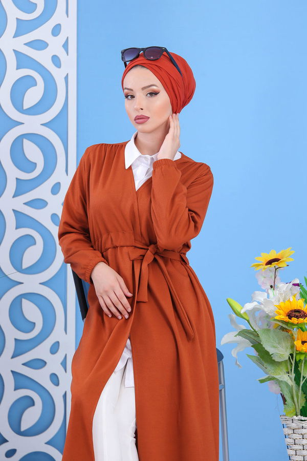 Kuşaklı Hırka Siyah Taba - 6950 TABA