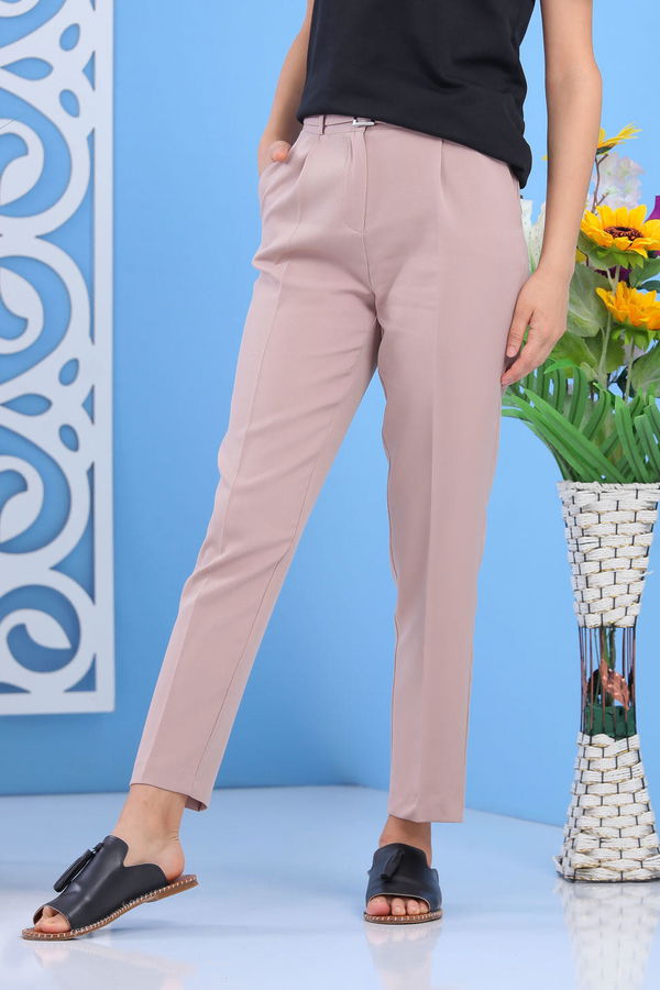 Pantolon Kemer Siyah Bej - 7418 BEJ