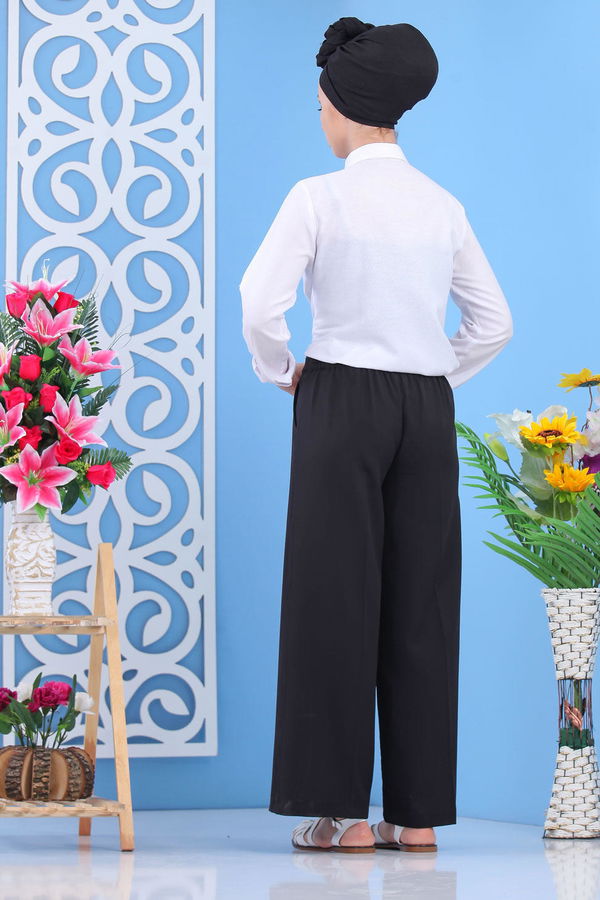 Kuşaklı Bol Pantolon Siyah - 02 7419 Siyah - 7419 SİYAH