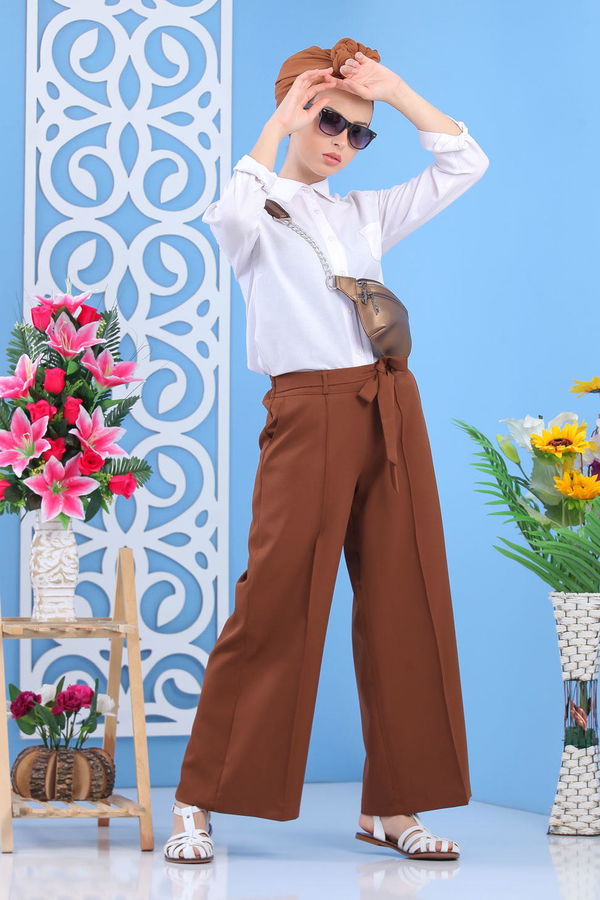 Kuşaklı Bol Pantolon Taba - 02 7419 Taba - 7419