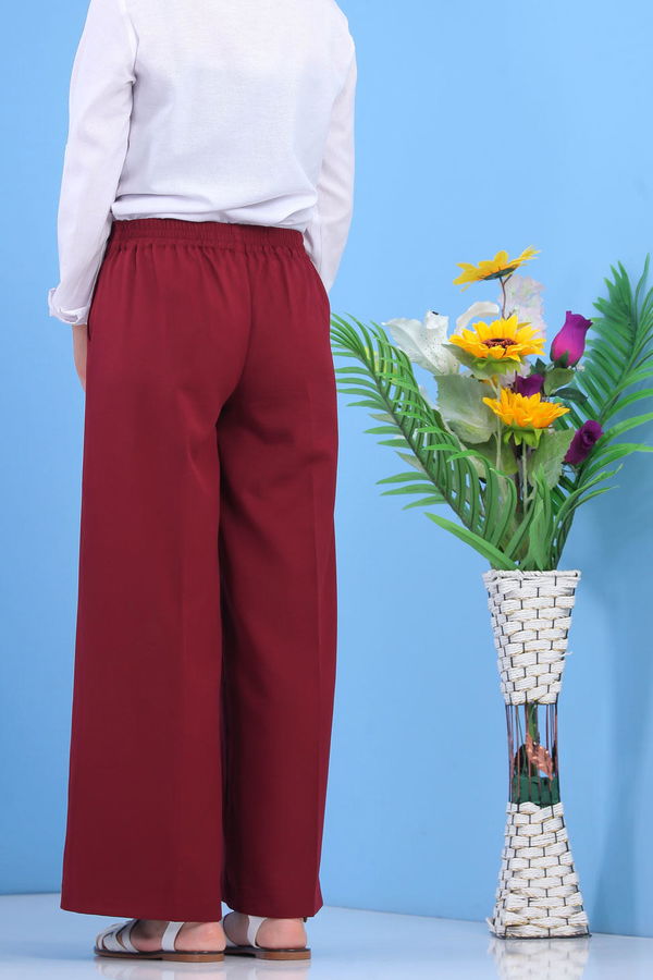 Kuşaklı Bol Pantolon Bordo - 02 7419 Bordo - 7419