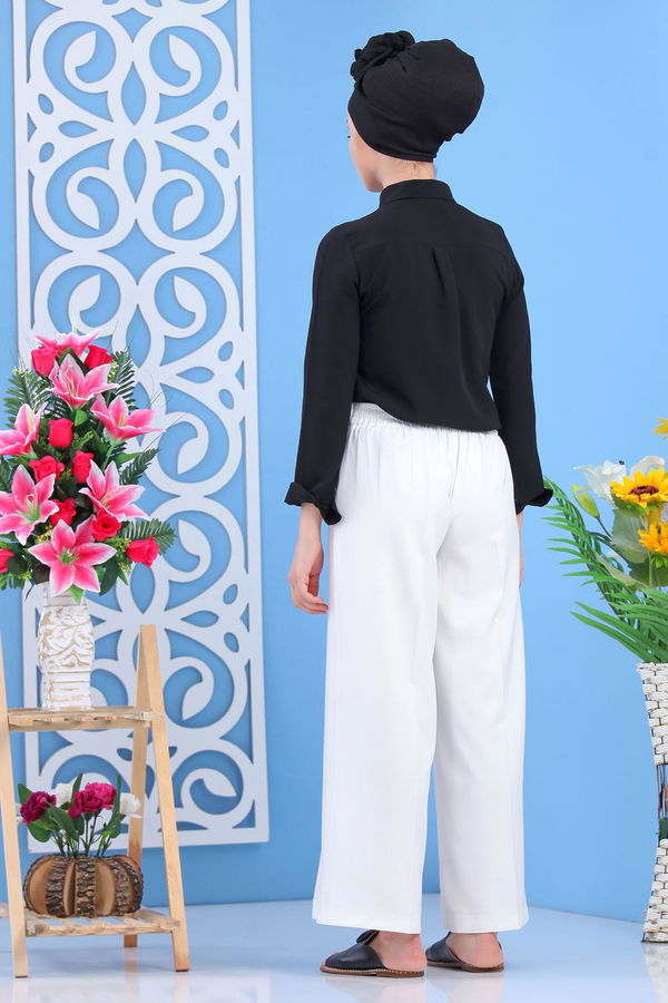 Kuşaklı Bol Pantolon Beyaz - 02 7419 Beyaz - 7419