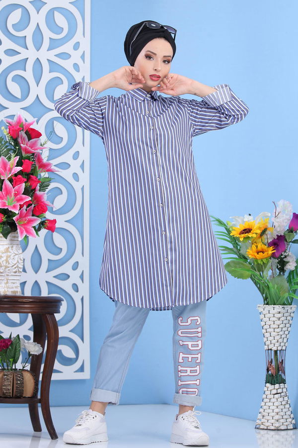 Baskılı Kot Pantolon Mavi - 02 7459 Mavi - 7459
