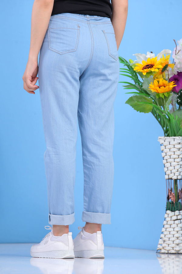 Baskılı Kot Pantolon Mavi - 02 7459 Mavi - 7459