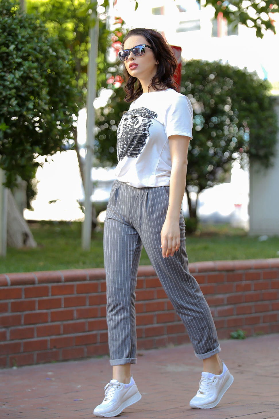 Çizgili Pantolon Koyu Gri - 02 6819 Gri - 6819