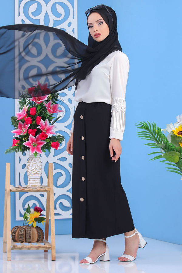 Dügme Detay Etek Siyah - 02 7478 Siyah - 7478