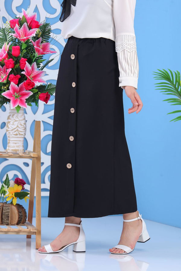 Dügme Detay Etek Siyah - 02 7478 Siyah - 7478