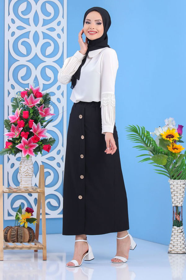 Dügme Detay Etek Siyah - 02 7478 Siyah - 7478