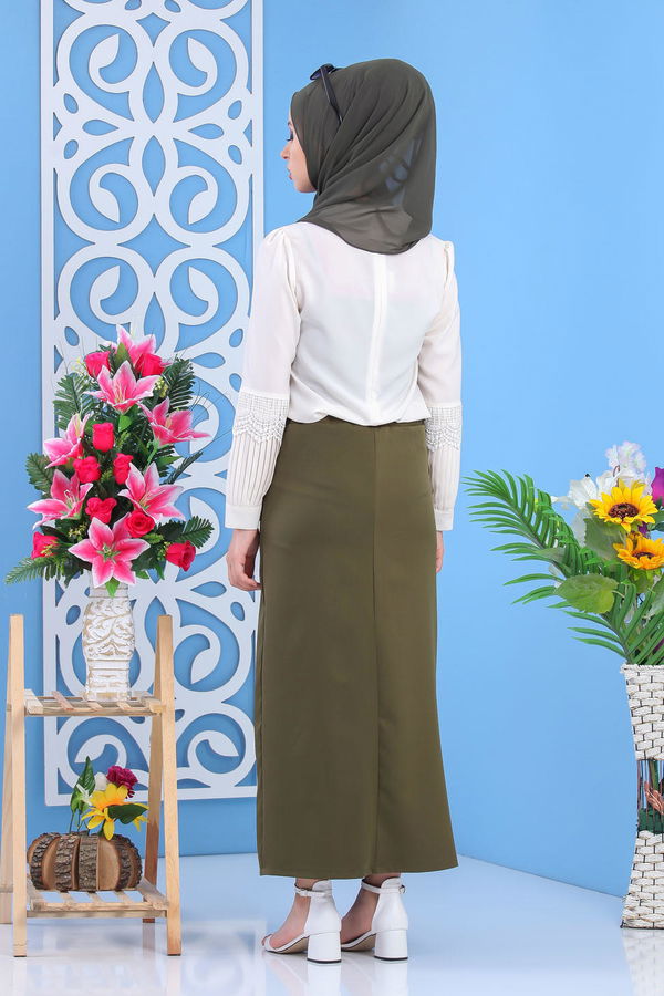 Dügme Detay Etek Haki - 02 7478 Haki - 7478