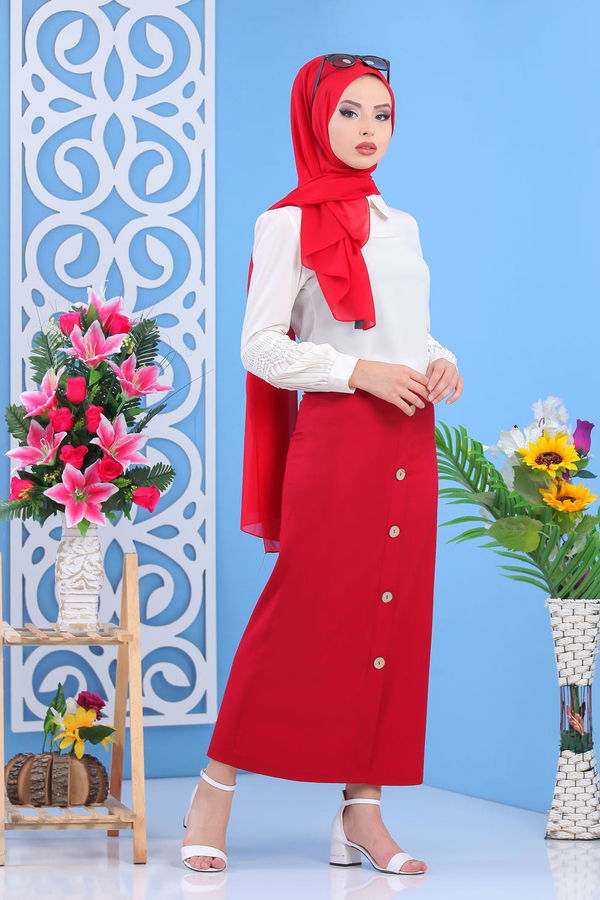 Dügme Detay Etek Fuşya - 02 7478 Fuşya - 7478