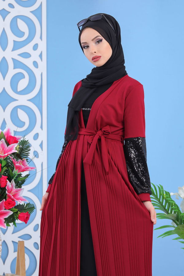 Pullu Hırka Taba Bordo - 7463