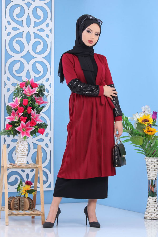 Pullu Hırka Taba Bordo - 7463