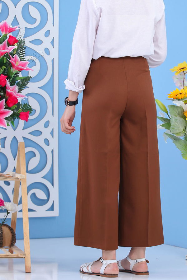 Fermuarlı Bol Paça Pantolon Taba - 02 6922 Taba - 6922