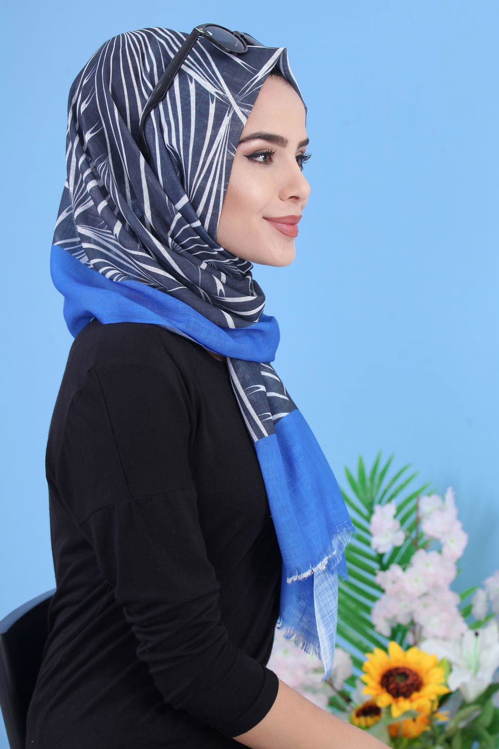 Şal - Saks 02 7335 Mavi - 7335