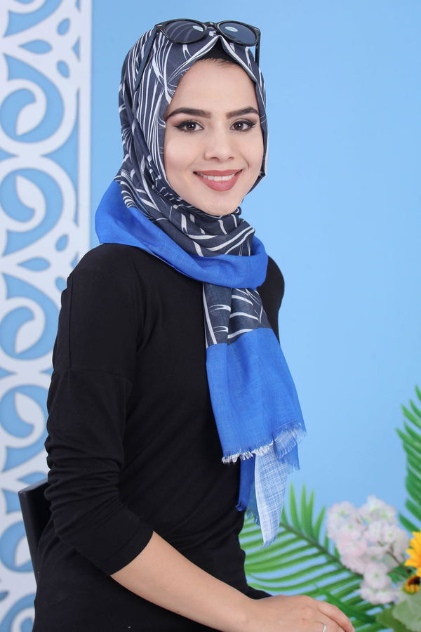 Şal - Saks 02 7335 Mavi - 7335