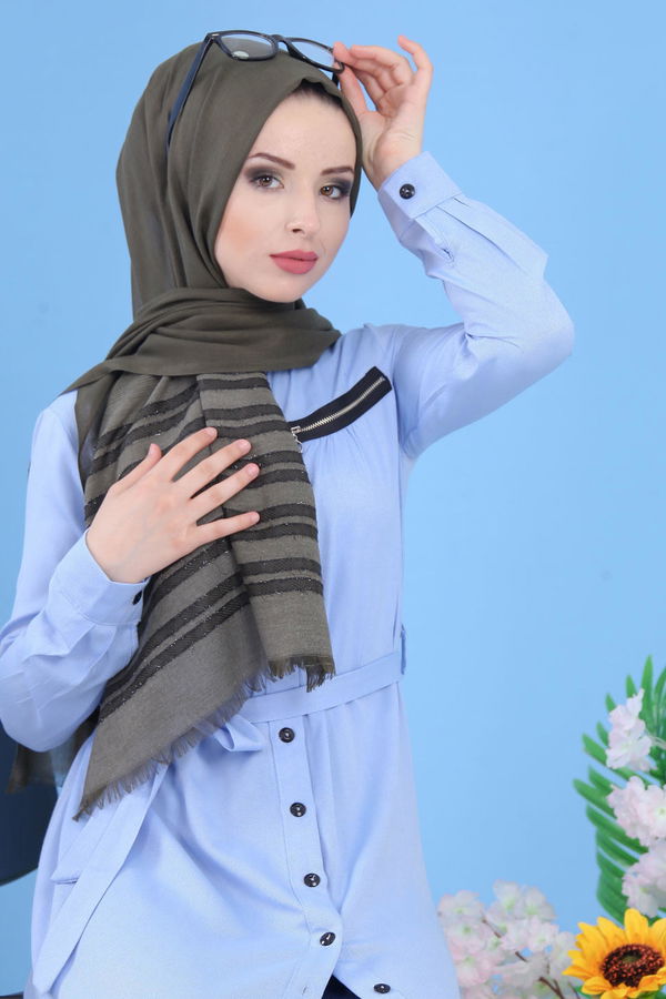 Şal - Haki 02 7338 Haki - 7338 HAKİ