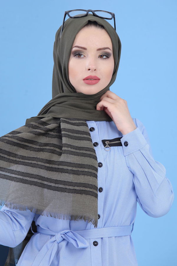 Şal - Haki 02 7338 Haki - 7338 HAKİ
