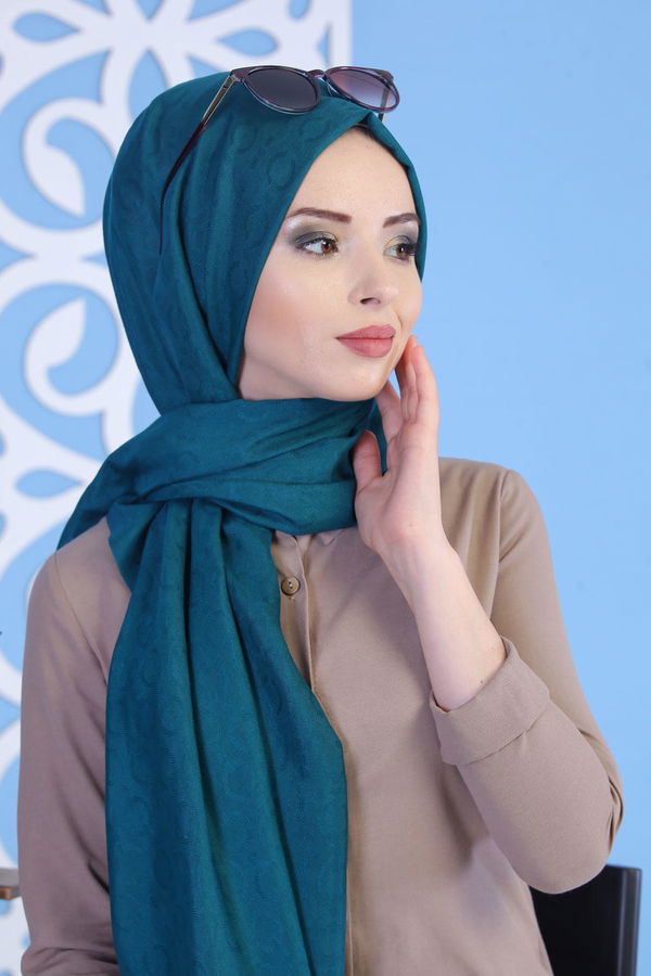 Keten Şal Siyah Petrol - 7144