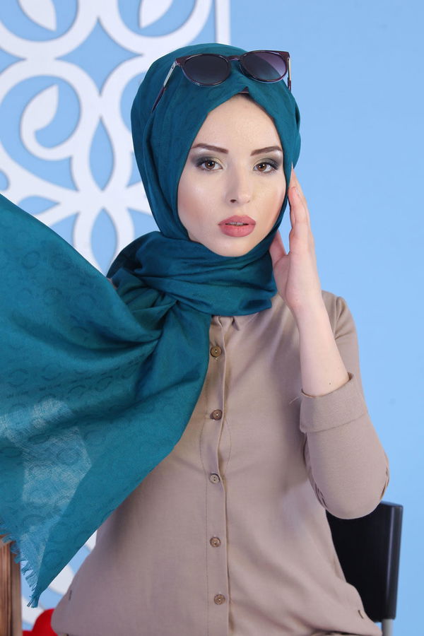 Keten Şal Siyah Petrol - 7144