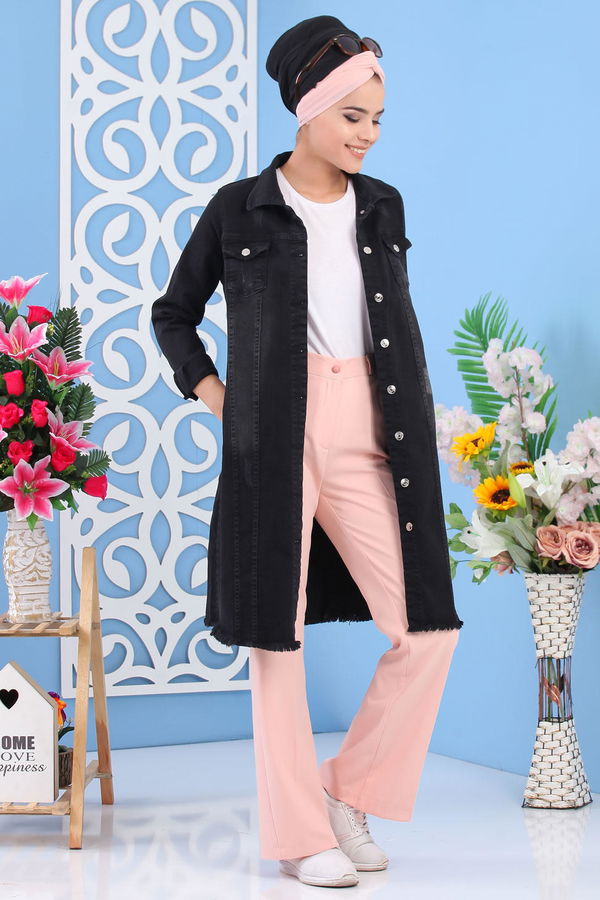 İspanyol Paça Pantolon Koyu Pudra - 02 6517 Pembe - 6517
