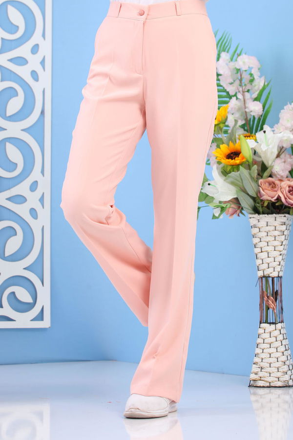 İspanyol Paça Pantolon Koyu Pudra - 02 6517 Pembe - 6517