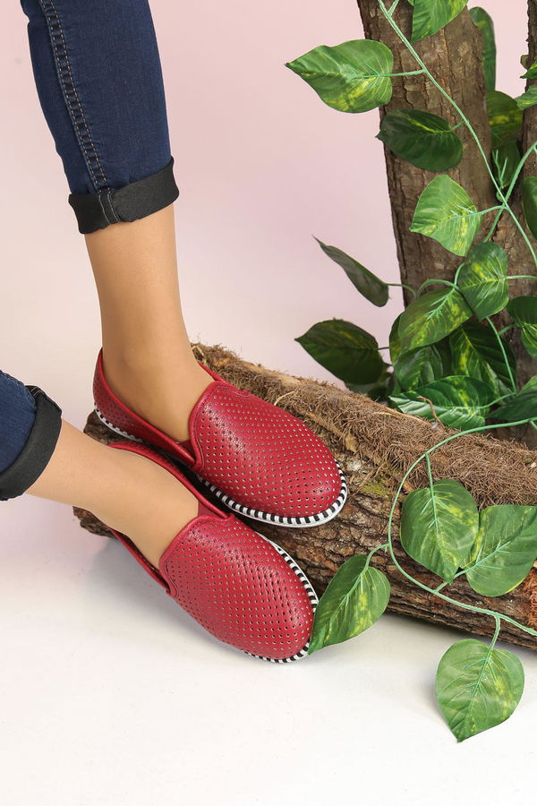 Kadın Bordo Delikli Babet Bordo - 02 7521 - 7521