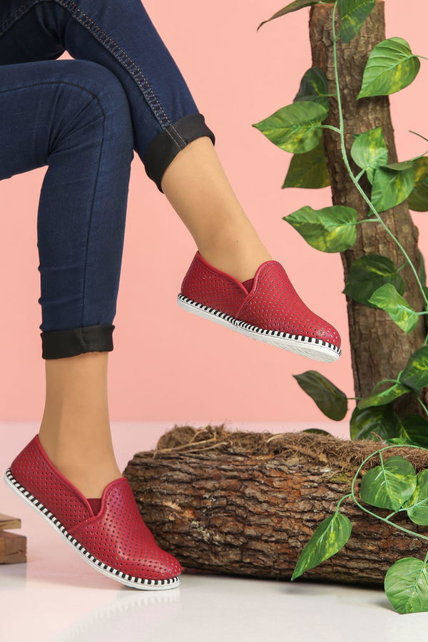 Kadın Bordo Delikli Babet Bordo - 02 7521 - 7521