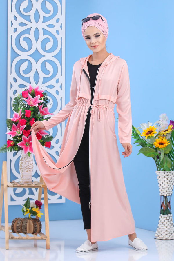 Fermuarlı Kap Haki Pembe - 1244 PEMBE