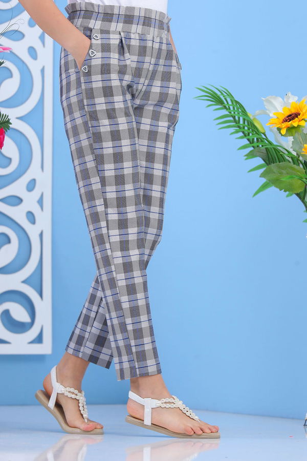 Ekose Pantolon Mavi - 02 7536 Mavi - 7536 MAVİ