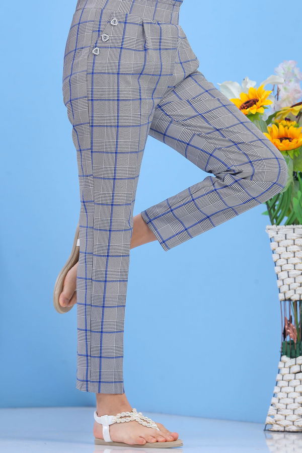 Ekose Pantolon Saks - 02 7536 Mavi - 7536 MAVİ
