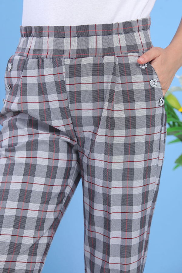 Ekose Pantolon Bordo - 02 7536 Bordo - 7536 BORDO