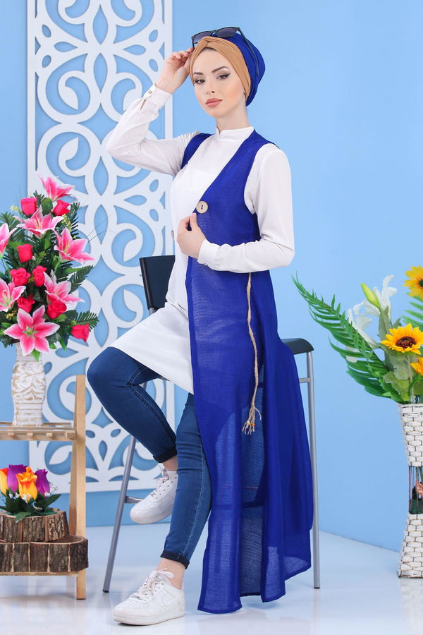 Yelek Camel Mavi - 1223