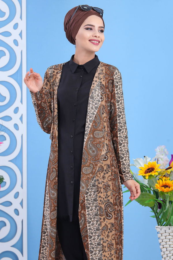 Kaşkorse Hırka Siyah  Kahverengi - 5154