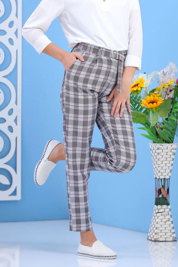 Kemerli Pantolon Bordo - 02 7583 Bordo - 7583 BORDO