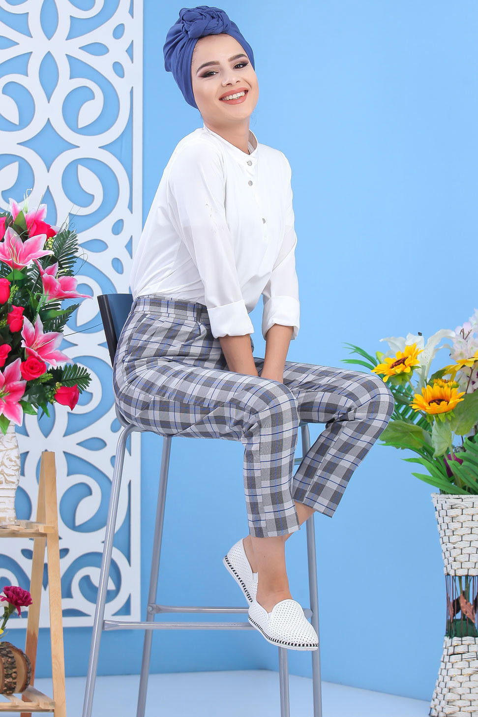 Kemerli Pantolon Mavi - 02 7583 Mavi - 7583 MAVİ