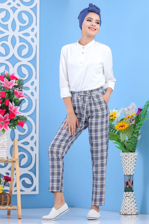 Kemerli Pantolon Mavi - 02 7583 Mavi - 7583 MAVİ