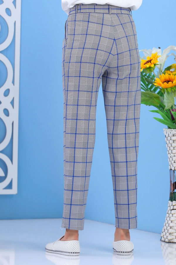 Kemerli Pantolon Saks - 02 7583 Mavi - 7583 MAVİ