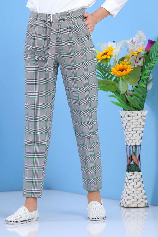 Kemerli Pantolon Yeşil - 02 7583 Yeşil - 7583