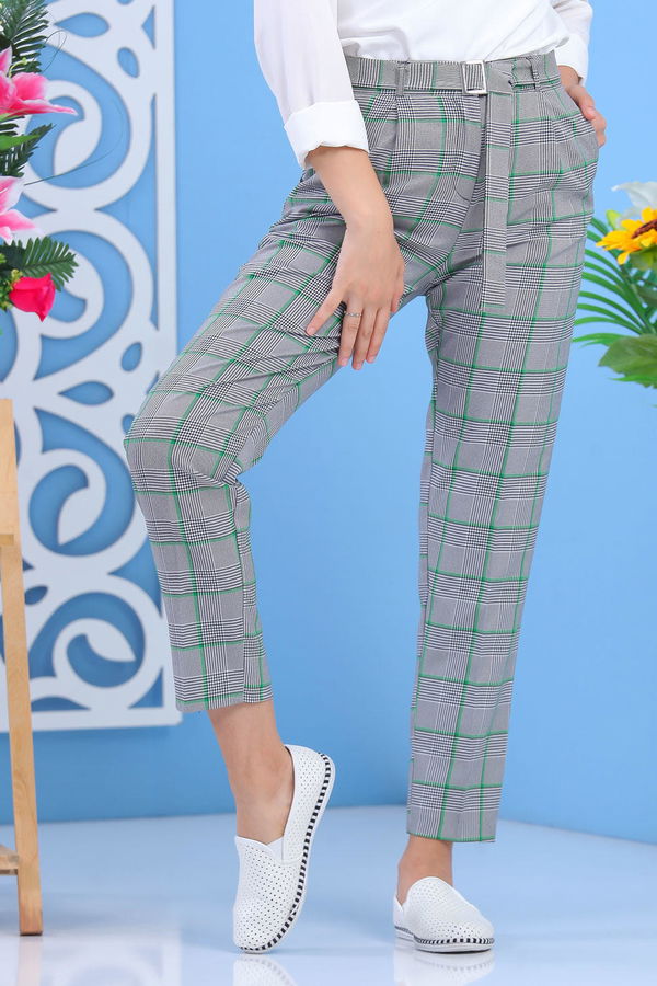 Kemerli Pantolon Yeşil - 02 7583 Yeşil - 7583