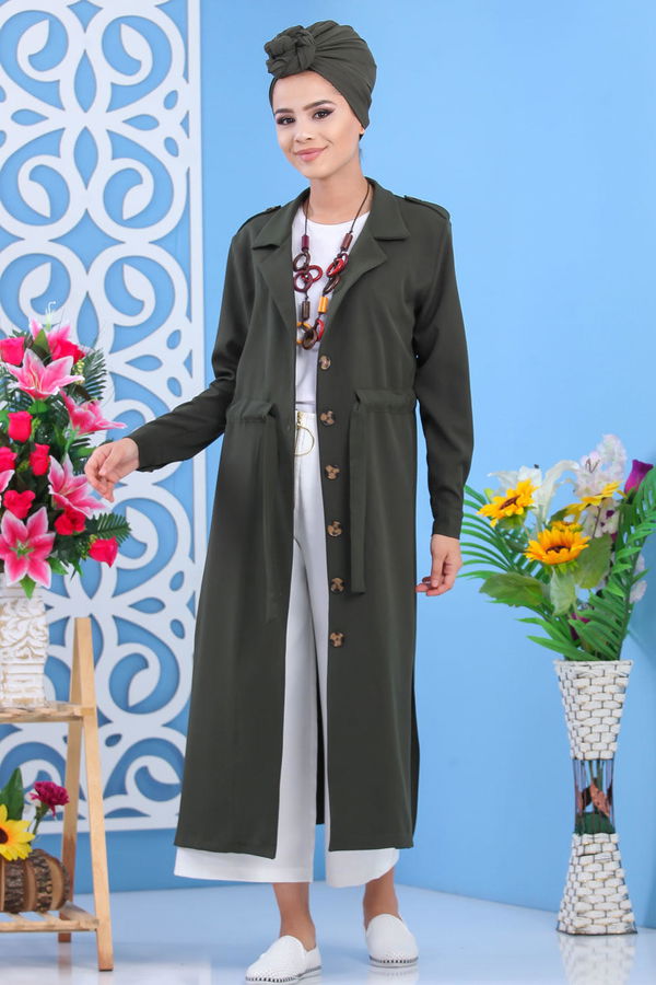 Trençkot Siyah Haki - 7585