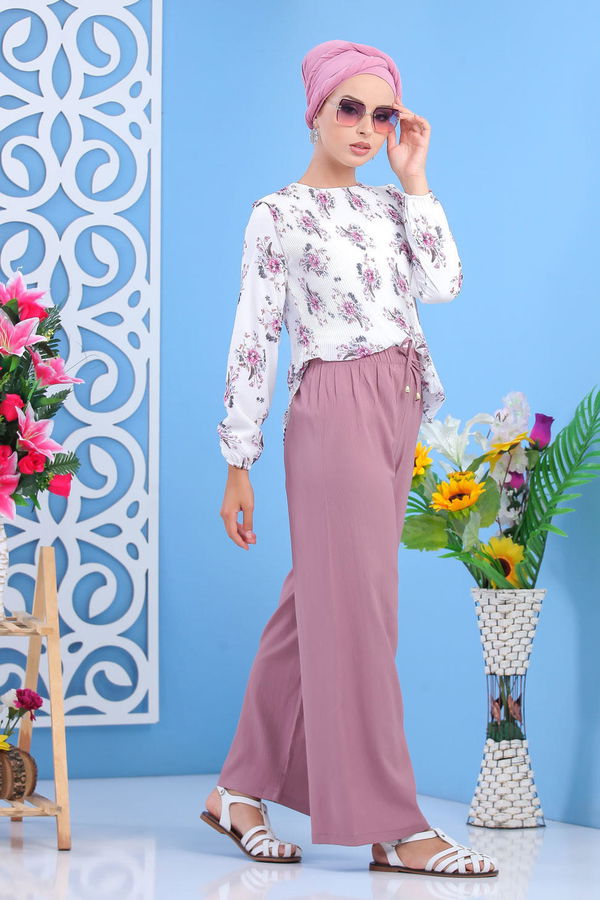 Bol Paça Pantolon Pudra - 02 7598 Pembe - 7598