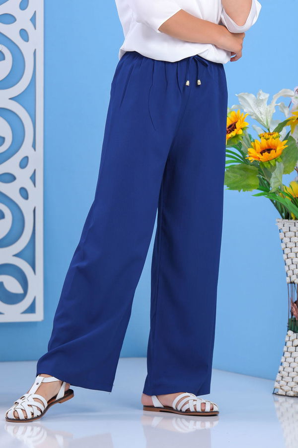 Bol Paça Pantolon Saks - 02 7598 Mavi - 7598 MAVİ
